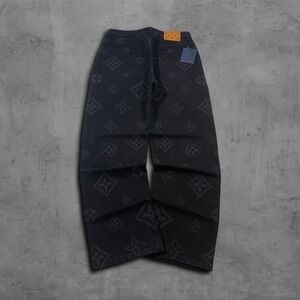 Black Baggy Louis Vuitton Allover Lv Monogram Deisng Y2k Jeans